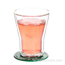 كأس زجاجي حراري مزدوج للمياه